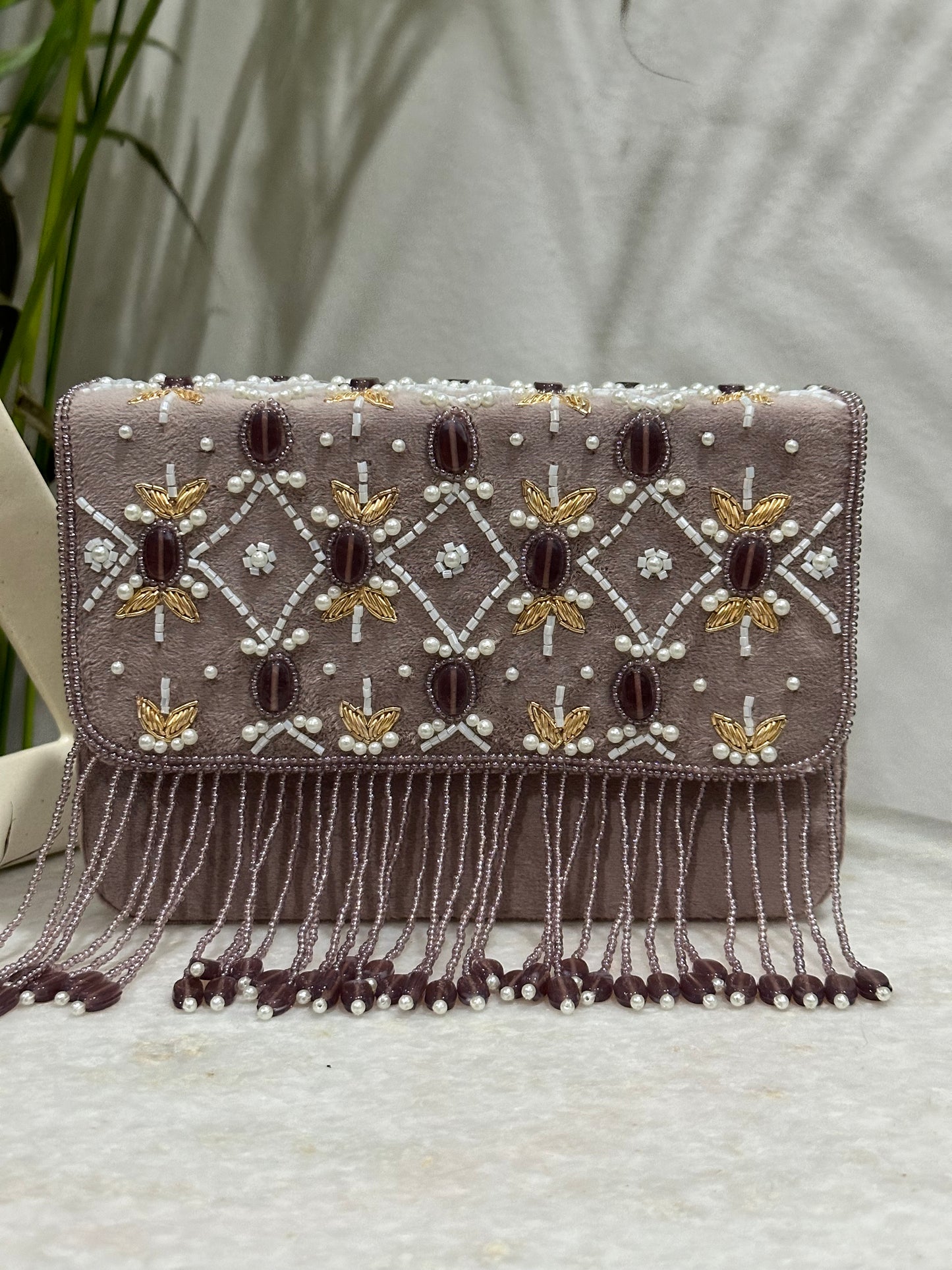 Fringes Beads Clutch