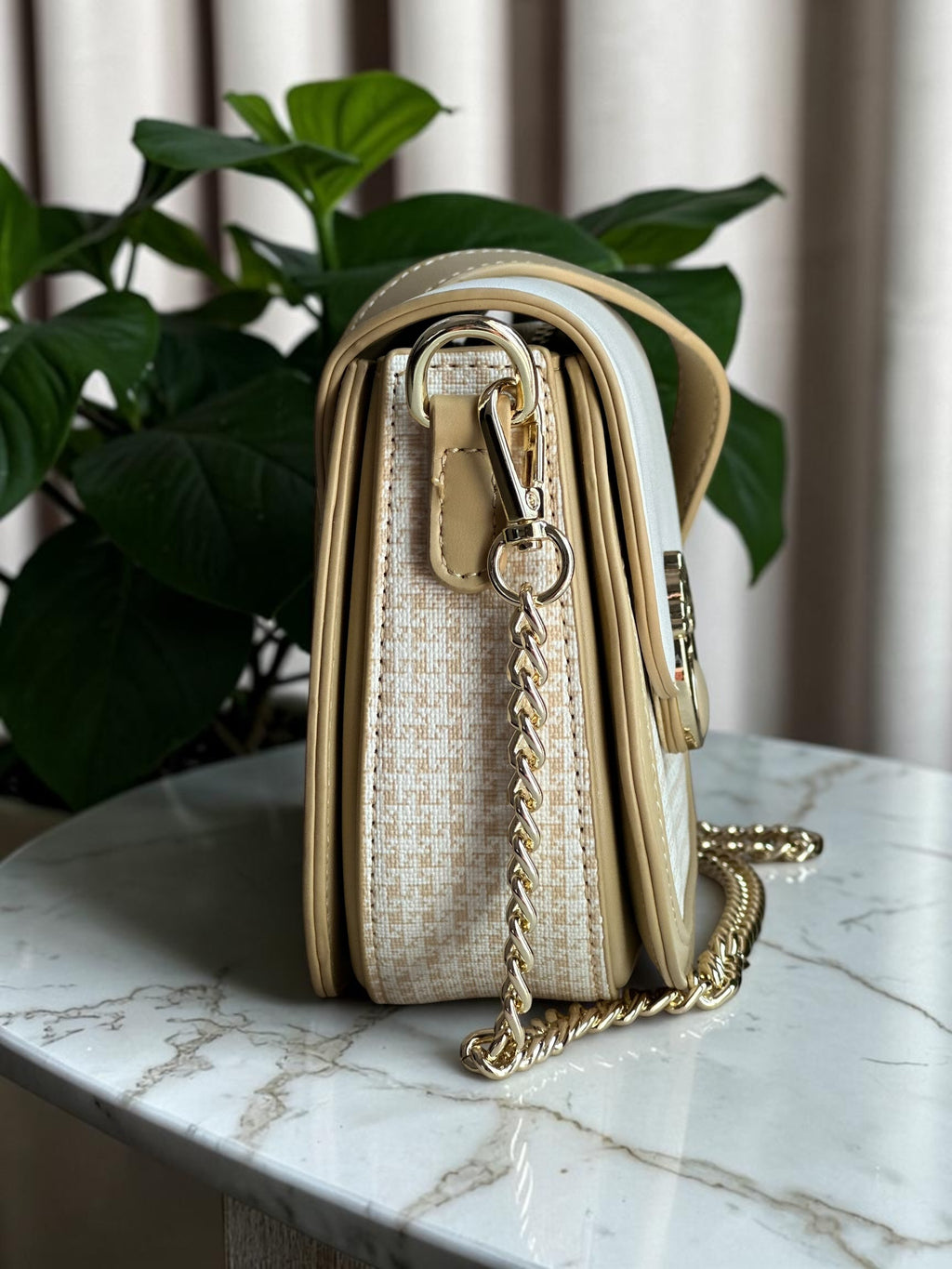 Ivory Luxe Chain Sling Bag