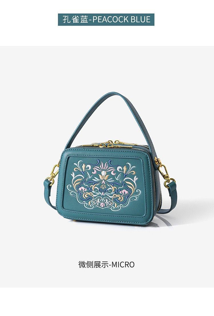 Floral Embroidered Box Bag