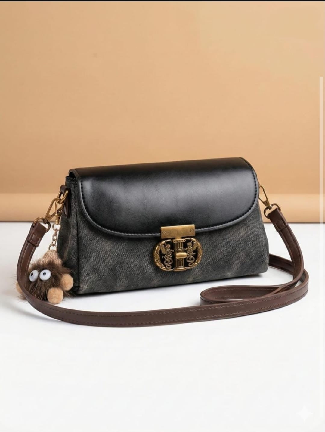 Double G Fur Charm Bag