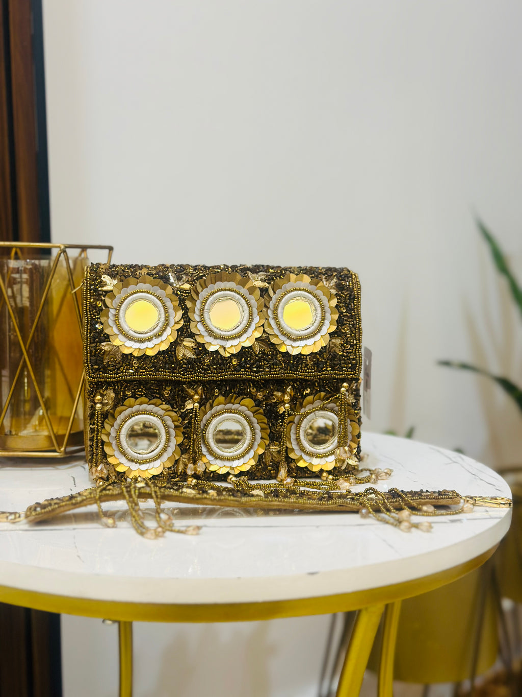 Mirror Fringe Flap Purse