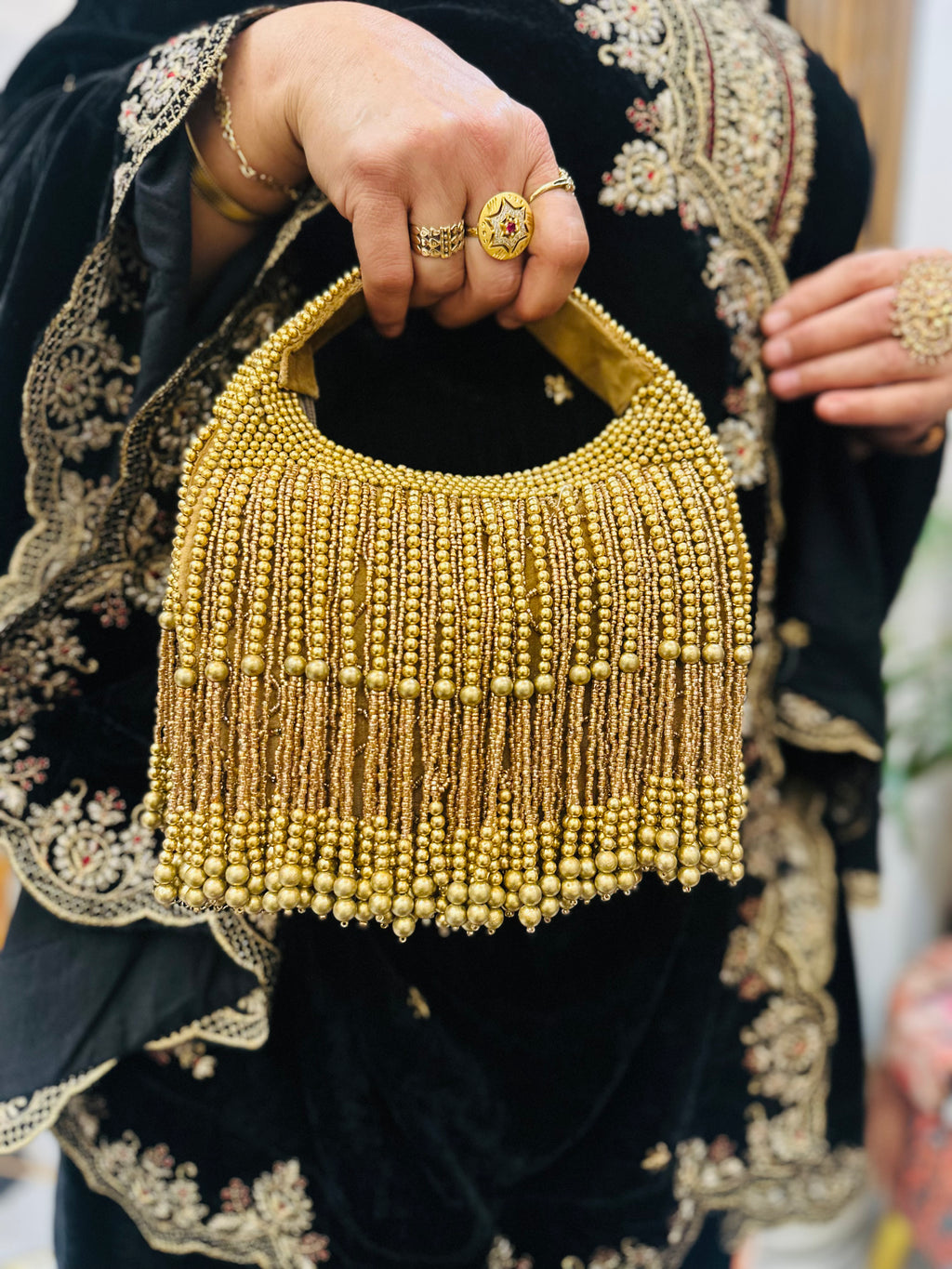 Gold fringe Purse