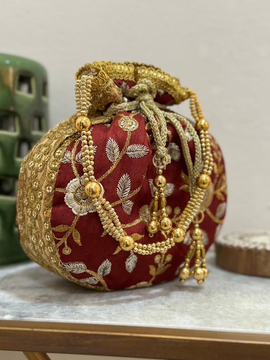 Round Hand Embroidered Potli